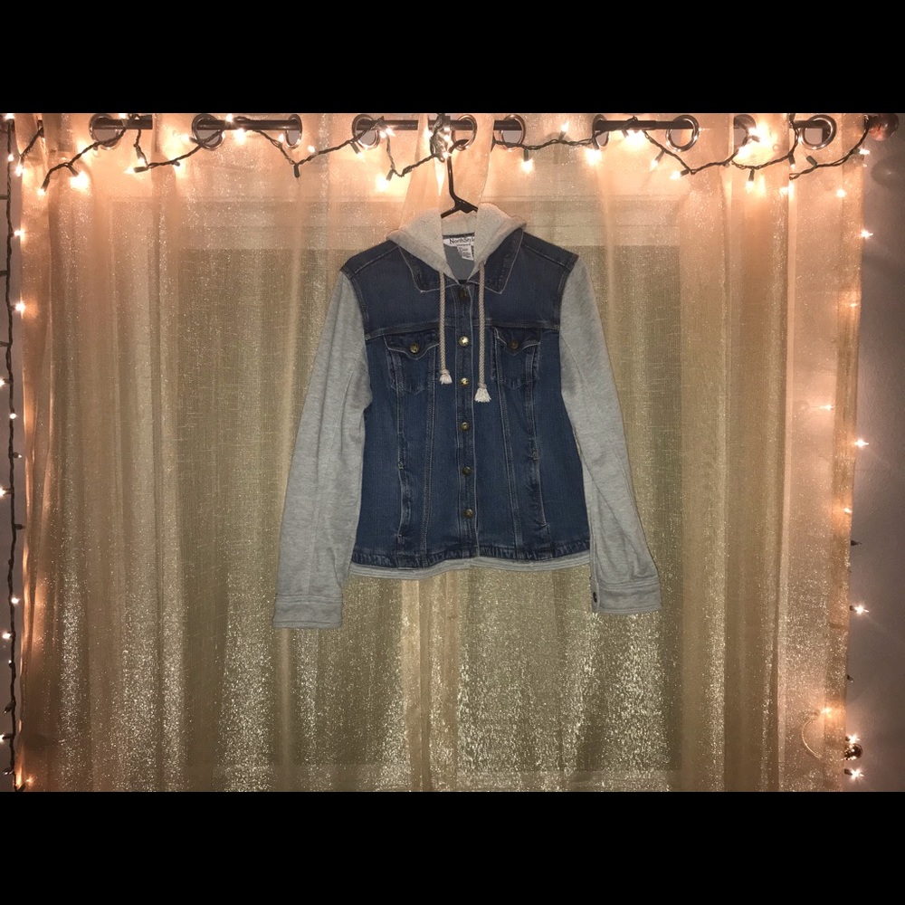 Denim jacket & hoodie mashup